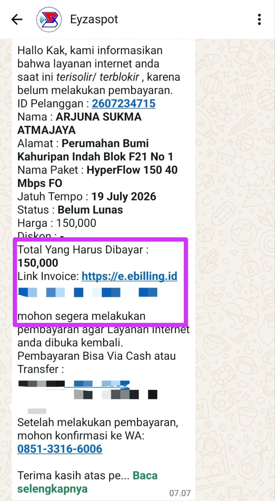WhatsApp Invoice